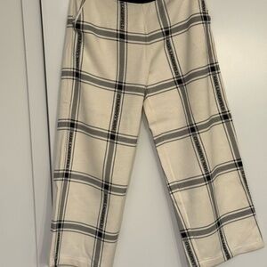 Karl Lagerfeld Cream and Black Plaid Pants